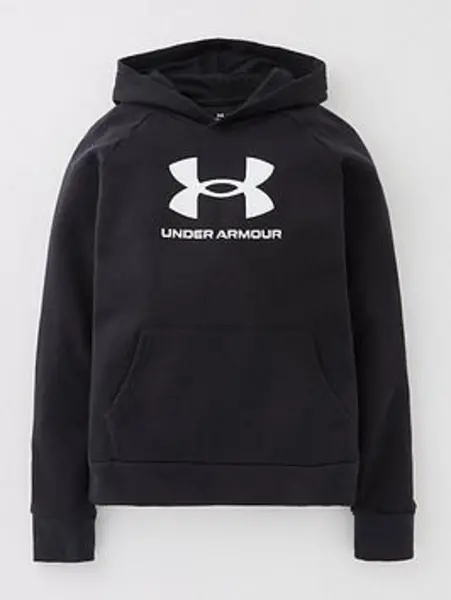 Under Armour Junior Boys Rival Fleece Hoodie - Black/White, Size Xs