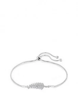 Simply Silver Sterling Silver Swarovski Feather Toggle Bracelet