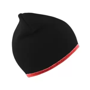 Result Unisex Reversible Fashion Fit Winter Beanie Hat (One Size) (Black/Red)