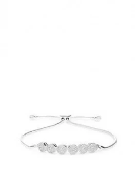 Simply Silver Sterling Silver Cubic Zirconia Pave Round Toggle Bracelet