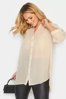 Sheer Shimmer Button Up Shirt