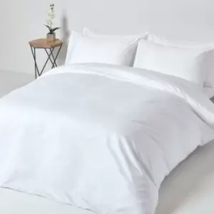 White Egyptian Cotton Duvet Cover Set 1000 Thread Count, King - White - White - Homescapes