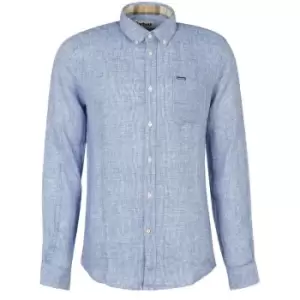 Barbour Linton Tailored Linen Shirt - Blue