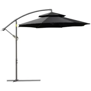 Outsunny 2.7M Cantilever Banana Parasol Outdoor Sun Shade With Crank - Black