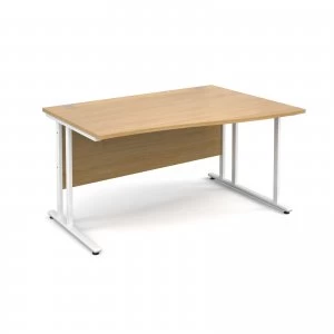 Maestro 25 WL Right Hand Wave Desk 1400mm - White Cantilever Frame oa