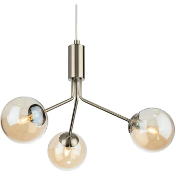 Firstlight - Montana 3 Light Globe Fitting Antique Brass with Amber Glass