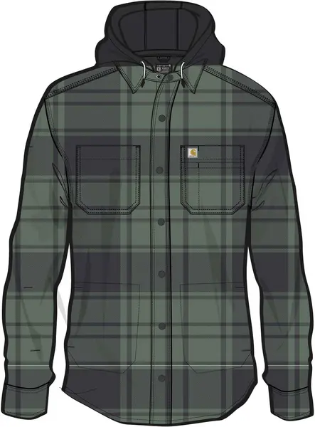 Carhartt Flannel Fleece Lined Hooded Shirt, grey, Size XL