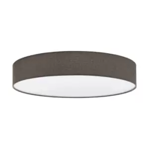 Flush Ceiling Light Colour White Shade Brown White Fabric Linen Bulb E27 5x25W