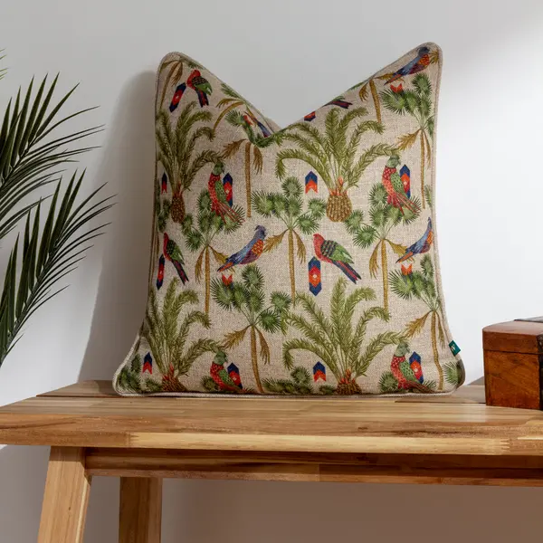 Akamba Palm Trees Cushion Olive, Olive / 43 x 43cm / Polyester Filled