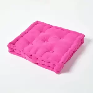 HOMESCAPES Cotton Hot Pink Floor Cushion, 50 x 50cm - Pink