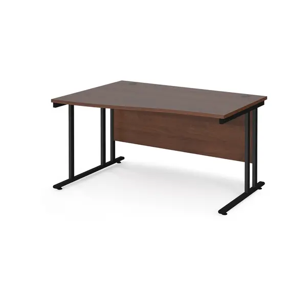 Maestro 25 Wave Desk Black Frame and Walnut Table Top - Left Hand - 1400mm