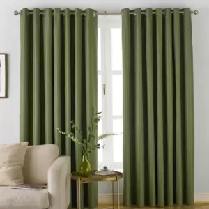 Moon Premium Thermal Blackout Eyelet Curtains Khaki, Khaki / 229 x 183cm