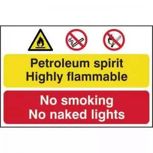 Petroleum Spirit No Smoking Or Naked Lights&rsquo; Sign;