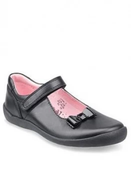 Start-rite Girls Giggle Bow Mary Jane School Shoes - Black Leather, Size 11 Younger