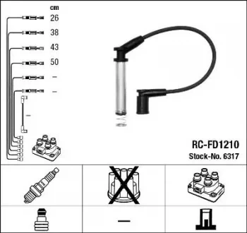 NGK RC-FD1210 Ignition Lead Set NTK Inductive Resistor 4 Circuit