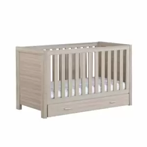 Babymore Luno Cot Bed With Drawer - Oak