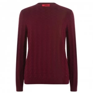 Hugo Boss Satu Jacquard Knitted Jumper Wine Size L Women