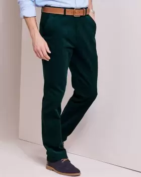 Cotton Traders Mens Flat Front Cord Trousers in Green