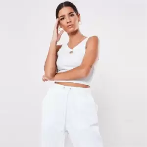 Missguided Ribbed Sleeveless Tank Top - White