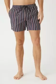 Mens Navy Varied Stripe Swim Short