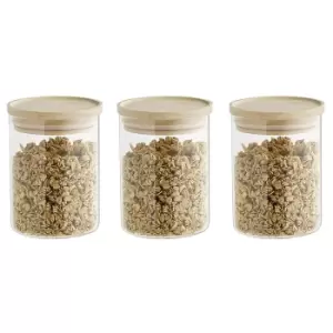 Set of 3 Air Seal Round Glass Storage Jars Clear