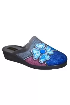 Kimberly Flower Trim Mule Slippers