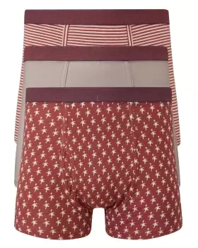 Cotton Traders Mens 3 Pack Mixed Trunks in Brown