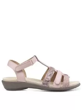 Hotter Sol Wide Fitting Strappy Leather Sandal - Blush Snake, Pink, Size 4, Women