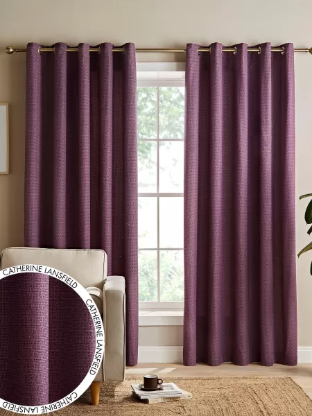 Catherine Lansfield Printed Texture Thermal Curtains