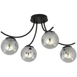 Emibig Boston Black Multi Arm Globe Ceiling Light with Graphite Glass Shades, 4x E14