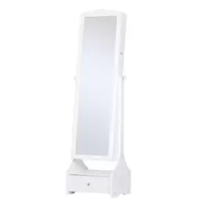 Homcom Mirrored Jewelry Cabinet Armoire Floor Standing With Lock LED Light White