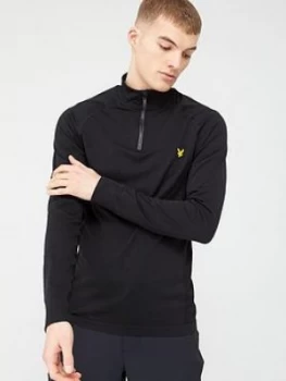 Lyle & Scott Golf Performance Golf Seamless Midlayer - Black, True Black Marl, Size S, Men