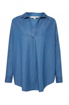 French Connection Tidore Chambray Popover Shirt Blue