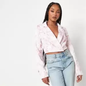 Missguided Tall Porcelain Print Crop Blazer - Pink