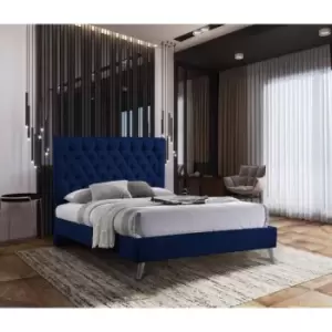 Casana Contemporary Bed Frame - Plush Velvet, Single Size Frame, Blue - Blue