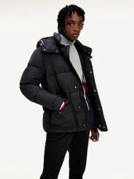 Tommy Hilfiger Down Fill Hooded Padded Jacket - Black, Size S, Men