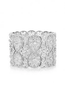 Mood Mood Silver Plated Filigree Statement Stretch Bracelet