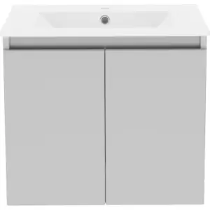 Atlanta Slim Double Door Wall Hung Basin Unit With Basin Pearl 600mm in Grey MFC