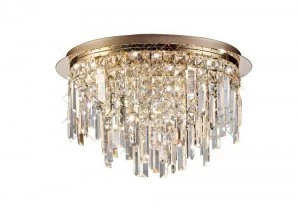 Flush Ceiling Round 6 Light G9 Rose Gold, Crystal