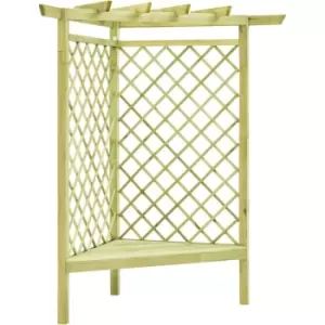 vidaXL Corner Pergola with Seat 130x130x197cm Impregnated Pinewood - Green