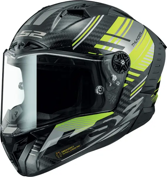 LS2 FF805 Thunder C Volt Gl.Black H-V Yellow 06 Full Face Helmet Size M