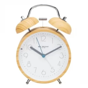 Light Oak Finish Double Bell Alarm Clock