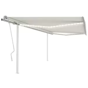 Vidaxl Manual Retractable Awning With LED 4X3.5 M Cream