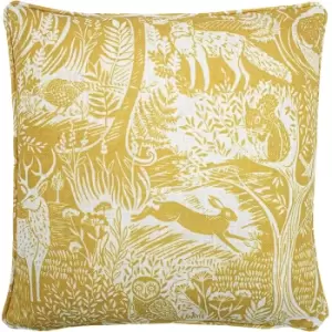 Furn Woodland Cushion Cover (One Size) (Ochre Yellow)