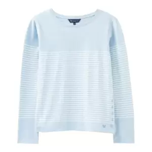 Crew Clothing Womens Cassandra Long Sleeve Slub Breton Blue/White 10