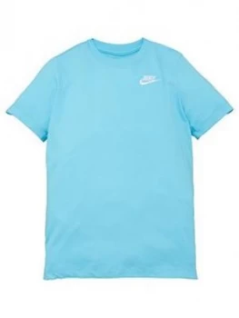 Nike Boys NSW Embroidered Futura T-Shirt - Blue/White, Size S=8-9 Years