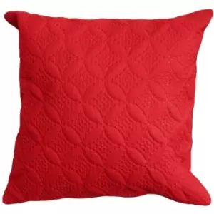 Ultrasonic Red Quilted Embossed Cushion Cover, 40 x 40cm - Red - Red - Homescapes