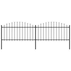 Vidaxl Garden Fence With Spear Top Steel (1.25-1.5)x3.4 M Black