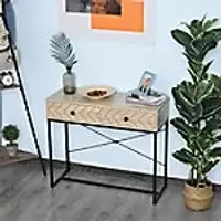 Homcom Side Table with 2 Drawers and Table Top