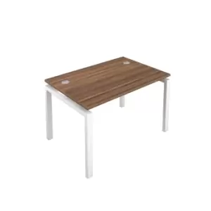 Telescopic Sliding 1 Person Dark Walnut Bench with Cable Port - 1200 X 800 - White Frame